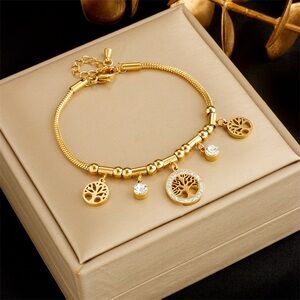 Elegant Gold Tree of Life Charm Bracelet